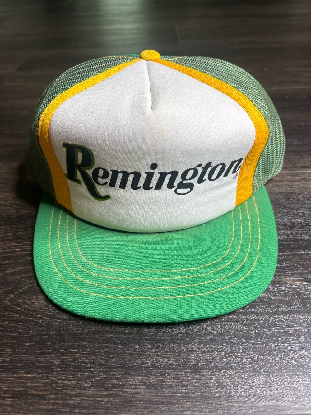 Vintage Remington Green White Snapback Hunting Trucker Cap